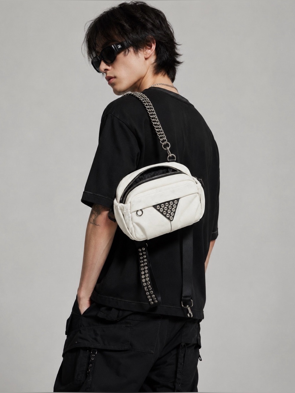 Alexander Wang Wangsport Mini Duffle Bag Cream  Leather Chain Gen Z Streetwear